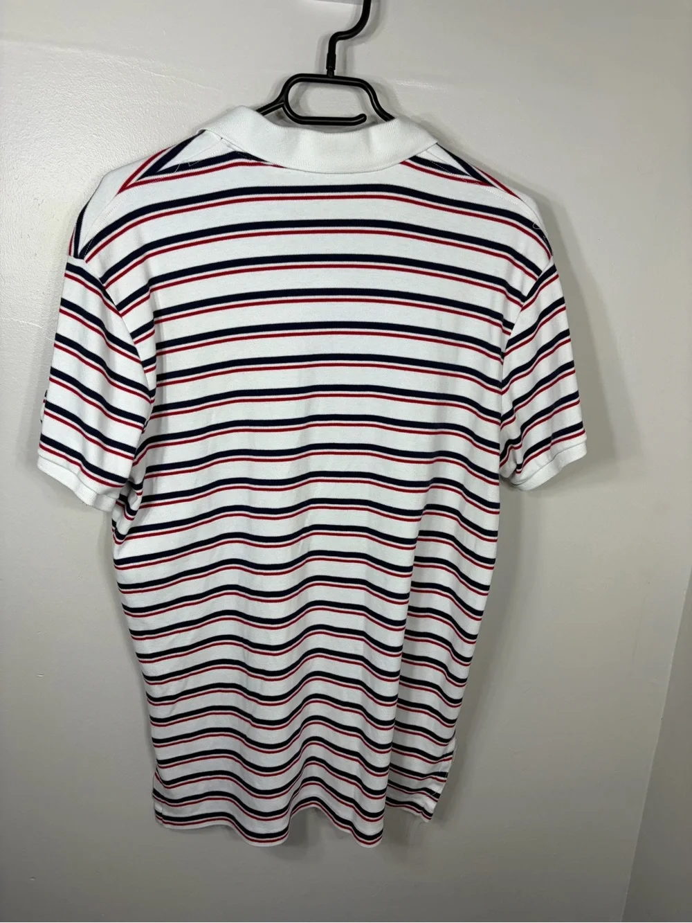 Polo Ralph Lauren Custom Fit Striped Polo Shirt White Navy Red Size L